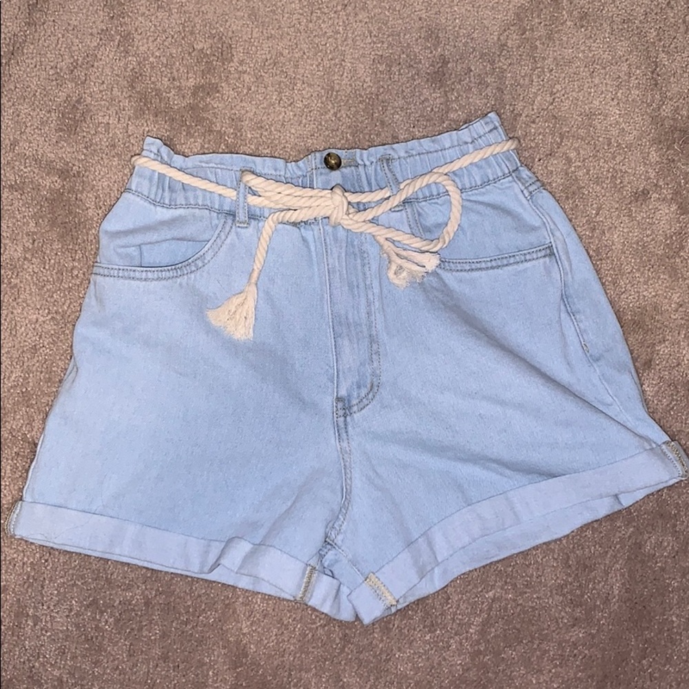 Forever21 cuffed paperbag denim shorts